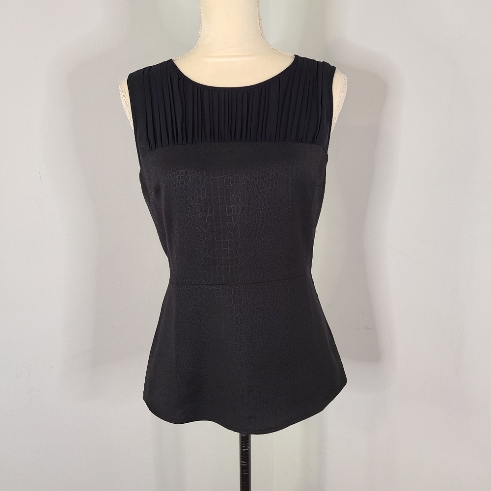 Cabi Sleeveless Top 4 Black Snake Print Peplum Elegant Goth Sheer Style 3080
